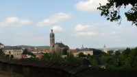 Kutná Hora panoramatický pohled od Barbory na sv.Jakuba a Hrádek