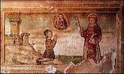 Arquata del Tronto - jedna z nejstarších fresek s nejstarším vyobrazením skály Arquata v jednom z místních kostelů