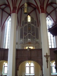 Thomaskirche, interiér - varhany na boční tribuně