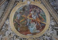 Hradní kaple sv. Barbory: Renesanční nástropní freska - výjev z Křížové cesty (rouška Veroničina)