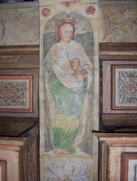 Hradní kaple sv. Barbory: Renesanční nástěnná freska  - sv. apoštol Jan