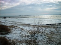 Holandsko - Zima na pláži Haringvliet