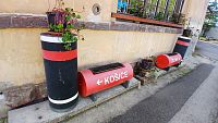 parné lokomotívky - kvetináče