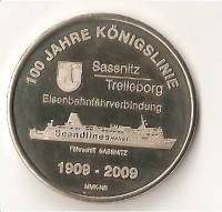 pamätná minca k 100 - mu výročiu plavby Sassnitz - Trelleborg