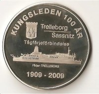 pamätná minca k 100 - mu výročiu plavby Trelleborg - Sasssnitz
