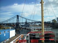 pohľad z lode na most Wilhelm