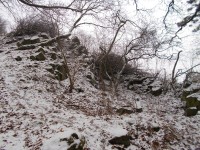 Pravděpodobné zbytky hradu na Blešenském vrchu. 