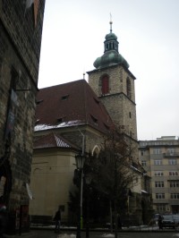 Kostel od Jindřišské věže (zvonice).