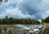 Splav na řece Ostravici v Paskově