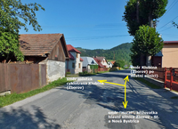 Klubina, průjezd obcí a odbočka k můstku