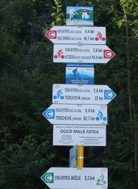 Starý Bystrica. Rozcestník na nové cyklotrase