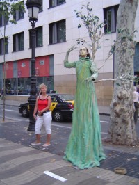 Barcelona - ulice Ramlas - živé sochy