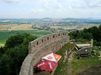 Starý Jičín-hrad-pohled z hradu na Nový Jičín a Beskydy