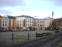 Olomouc-Dolní náměstí-Hauenschildův dům,Masné krámy a Mariánský sloup-Foto:Ulrych Mir.