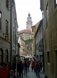Český Krumlov-Radniční ulice a Zámecká věž