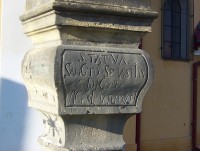 Nové Sady-jih-socha sv.Šebestiána z r.1720 u kaple-detail podstavce-Foto:Ulrych Mir.