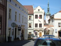 Olomouc-Žerotínovo náměstí-Žerotínský palác a Školní ulička s věží radnice-Foto:Ulrych Mir.