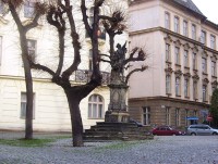 Olomouc-Žerotínovo nám.-socha sv.Floriána a škola Na Hradě-Foto:Ulrych Mir.