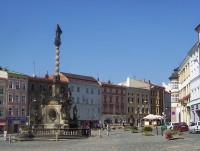Olomouc-Dolní náměstí-Mariánský sloup a Neptunova kašna-Foto:Ulrych Mir.