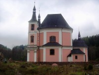 Poutní místo Stará Voda u Libavé-kostel sv.Anny a sv.Jakuba z ruin kláštera-Foto:Ulrych Mir.