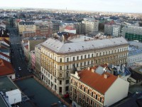 Olomouc z věže chrámu sv.Mořice-Národní dům-Hejčín s kostelem sv.Cyrila a Metoděje-Foto:Ulrych Mir.