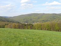 Hlubočky-Posluchov-pohled na údolí říčky Bystřice a část obce Hlubočky-Dukla