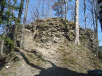 Hrad Puchart-Dolní hrad-zbytky zdiva věže-Foto:Ulrych Mir.