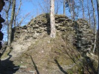 Hrad Puchart-Dolní hrad-zbytky zdiva věže-Foto:Ulrych Mir. 