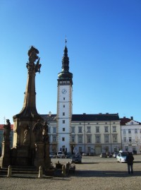 Litovel-náměstí Přemysla Otakara II.-radnice a morový sloup-Foto:Ulrych Mir.