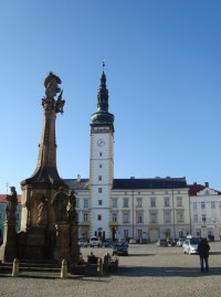 Litovel-náměstí Přemysla Otakara II.-morový sloup s radnicí-Foto:Ulrych Mir.