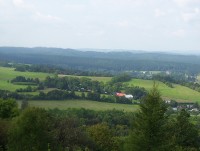 Horní konec Roudna s cestou na Moravský Beroun a osada Volárna z Velkého Roudného-Foto:Ulrych Mir.