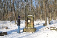 Pomník Františka Bašného se nachází u turistického rozcestí