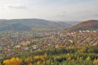 Pohled z rozhledny na město Tišnov
