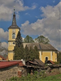 Celkový pohled na evangelický kostel od tržnice