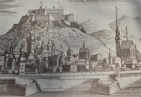 Dobová kresba hradního kopce s vinicemi z roku 1700
