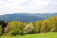 Svratecká hornatina - Pohled do údolí Vírské přehrady, nad ní hřeben u Kasasína
