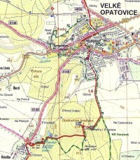 Výřez mapy v okolí Velkých Opatovic