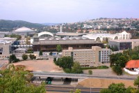 Pohled na městskou čtvrť Pisárky s Výstavištěm