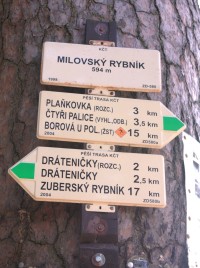 Turistické rozcestí u Milovského rybníka