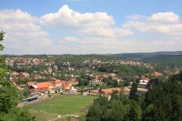 Pohled z altánu na východní část Boskovic a vrcholovou část Drahanské vrchoviny