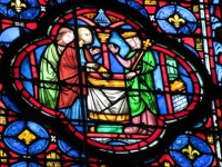 Biblické výjevy na vitrážích