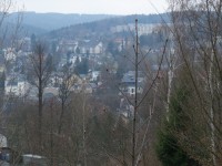 Pohled z lesa na Bad Elster