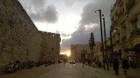 Jaffa Gate při západu slunce.