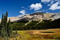 Pohledy ze silnice Icefields Parkway.