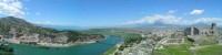 panorama pevnosti Rosafa a soutoku řek Buna, Kiri a Drin.