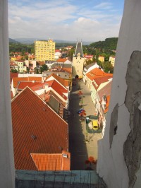 Mikulovická brána v Kadani - pohled z věže radnice