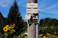 Turistické ukazatelé nedaleko studánky.