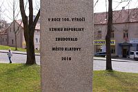 Klatovy, pomník ke 100. výročí  republiky.