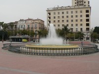 Málaga, fontána na náměstí u přístavu