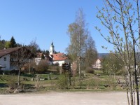 Bavorská Železná Ruda, kostel od parkoviště